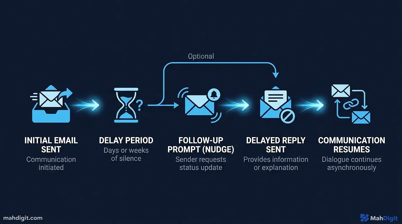 Diagram showing Email Type 1: The Delayed Reply