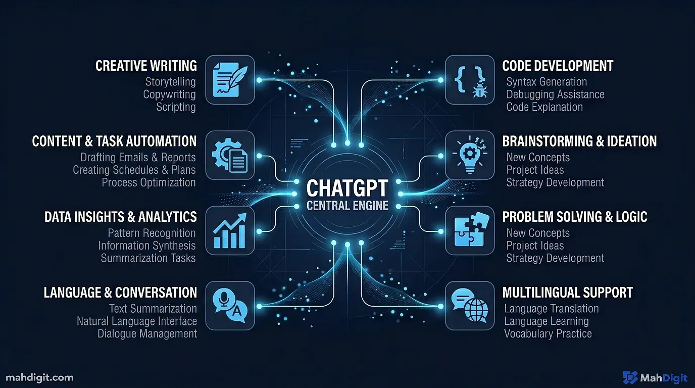 Diagram showing ChatGPT The Swiss Army Knife