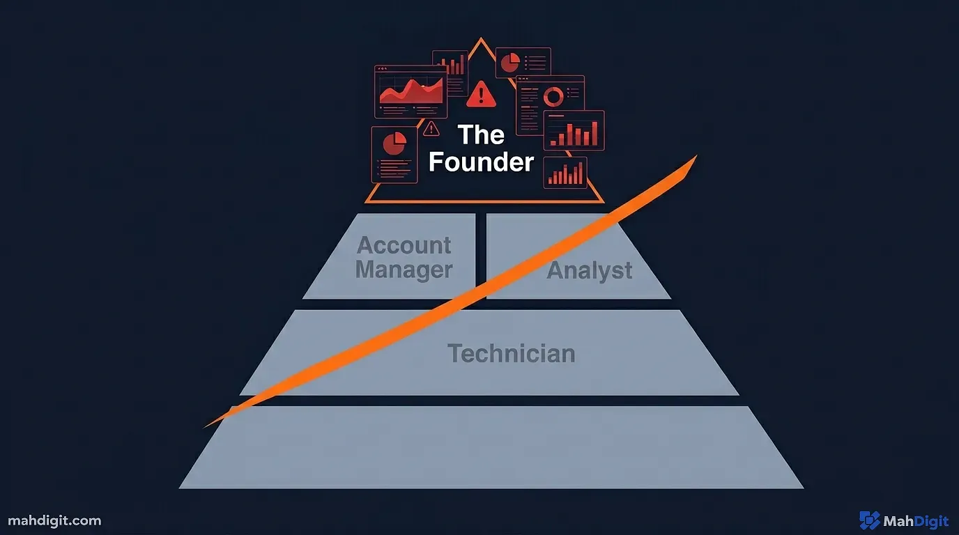 A diagram comparing traditional agency staffing costs vs. AI Automation Agency software costs