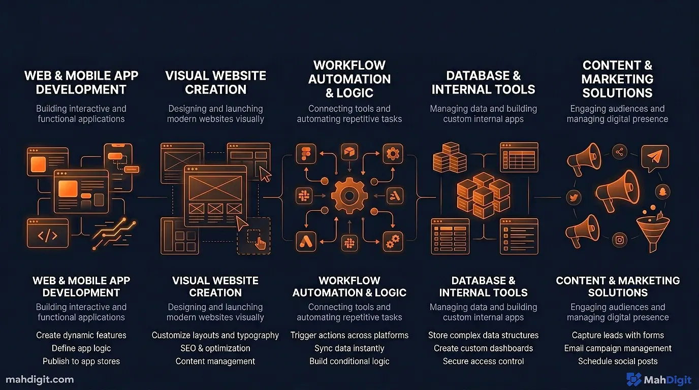 Diagram showing The No-Code Tool Landscape