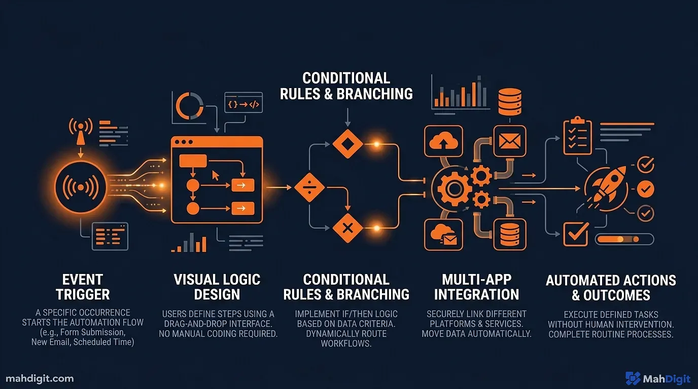 Diagram showing What No-Code Automation Actually Means