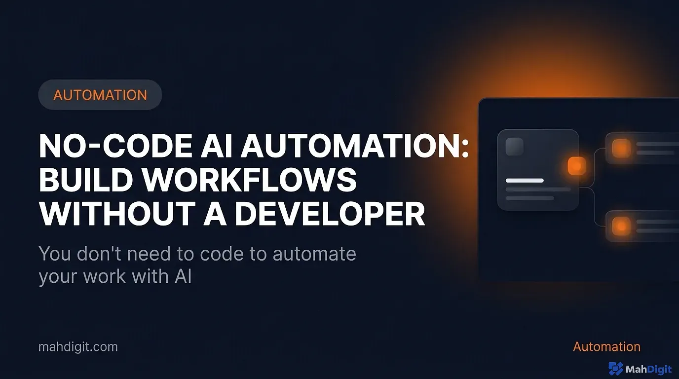No-code AI automation guide visual workflow with tools like Zapier and Make