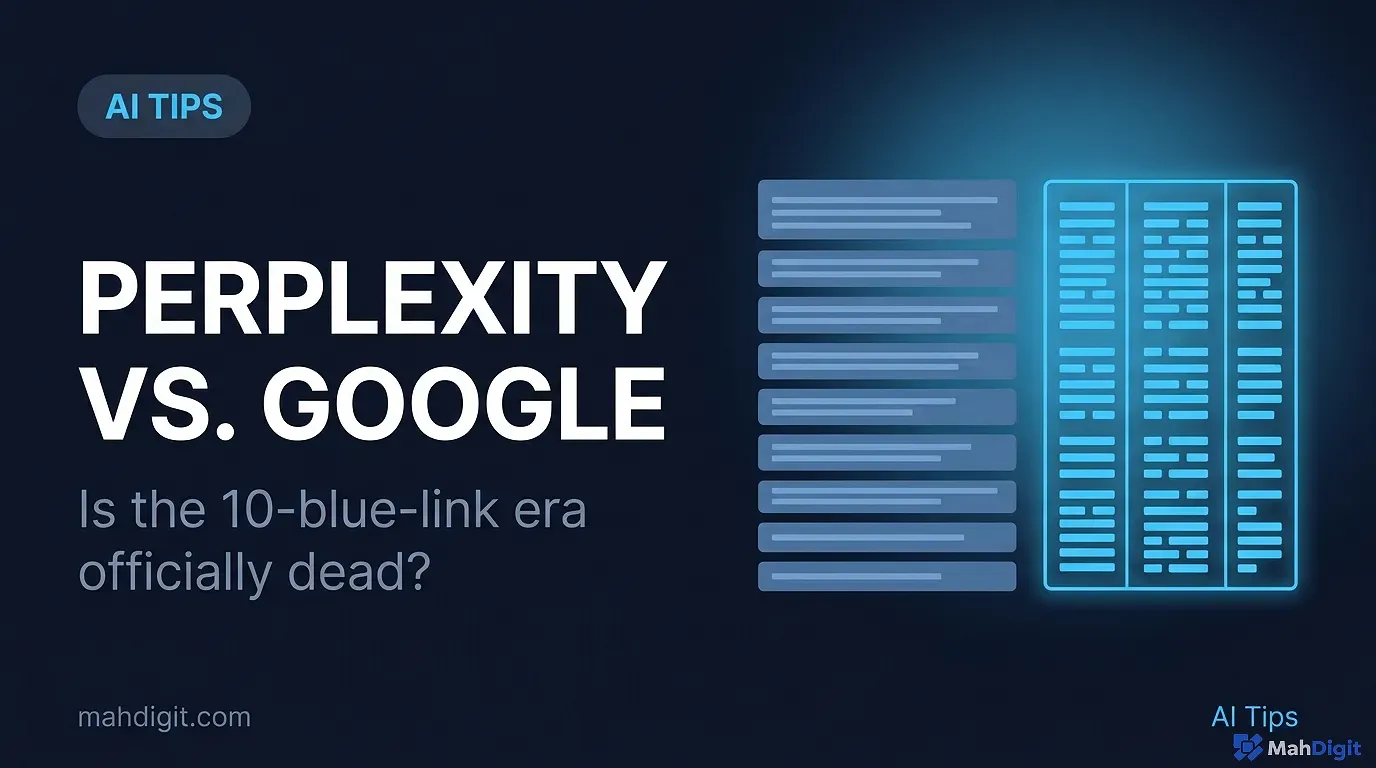 A side-by-side comparison of a deep research report next to classic blue search links